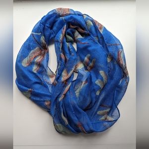 Blue dragonfly scarf